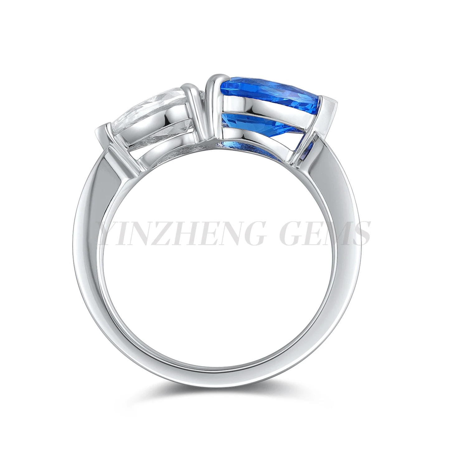 beautiful new design S925 Silver Sterling  ring Lab grown Cobalt Spinel ring Jewelry rings for Ladie