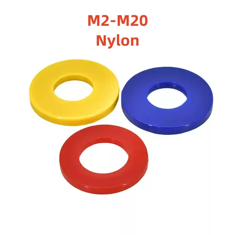 Red/Yellow/Blue Nylon Flat Washers M2 M2.5 M3 M4 M5 M6 M8 M10 M12 M14 M16 M18 M20 Nylon Insulation Spacer