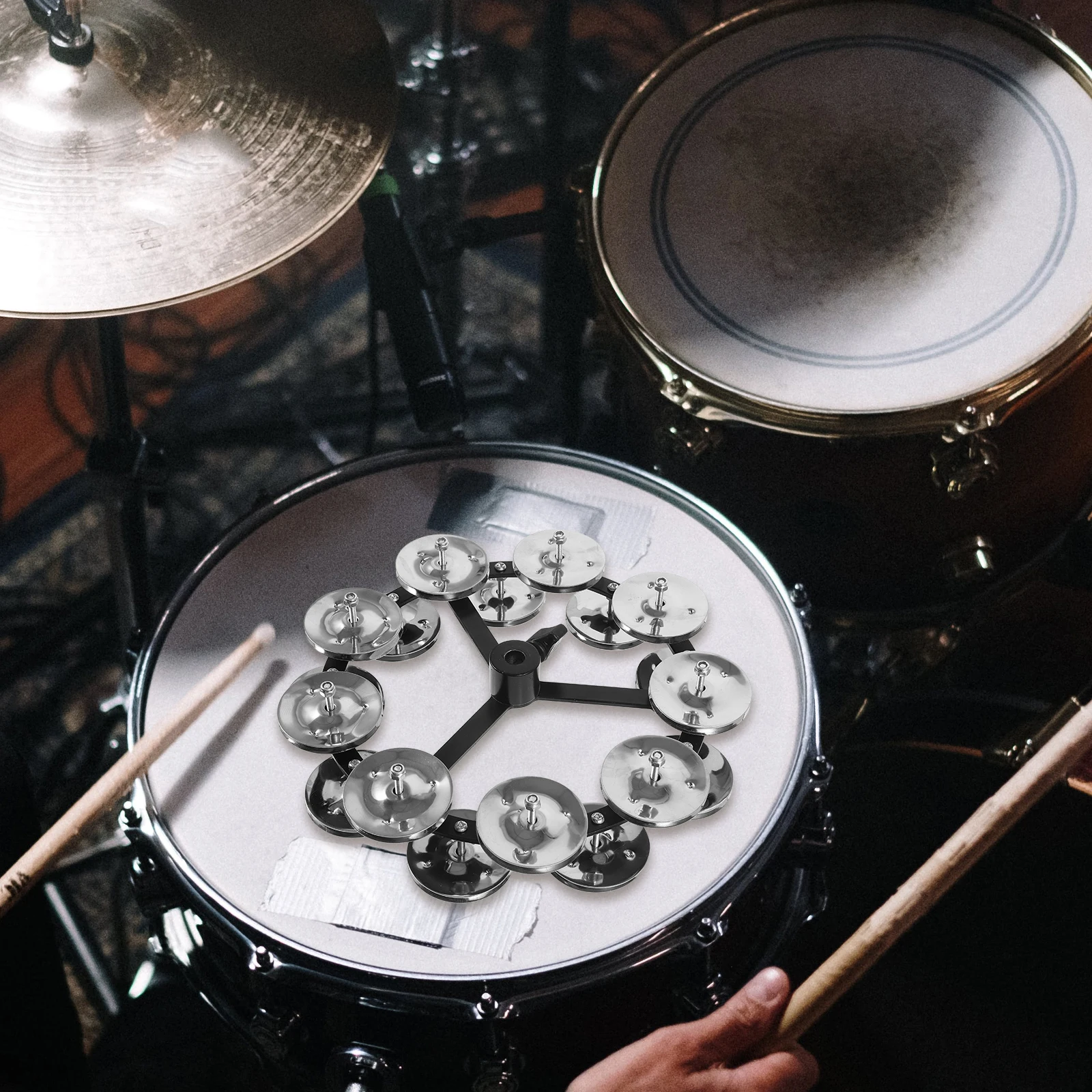 

Double Row Stainless Steel Drum Cymbal Hihat Tambourine Professional Percussion Accessory For Drum Set Enhanced Tonal Layering