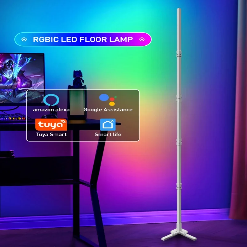 200 سنتيمتر تويا RGB مصباح أرضي التطبيق الذكي التحكم عن بعد الحديثة الزاوية الطابق ضوء الغلاف الجوي LED حامل الإضاءة مهرجان الديكور