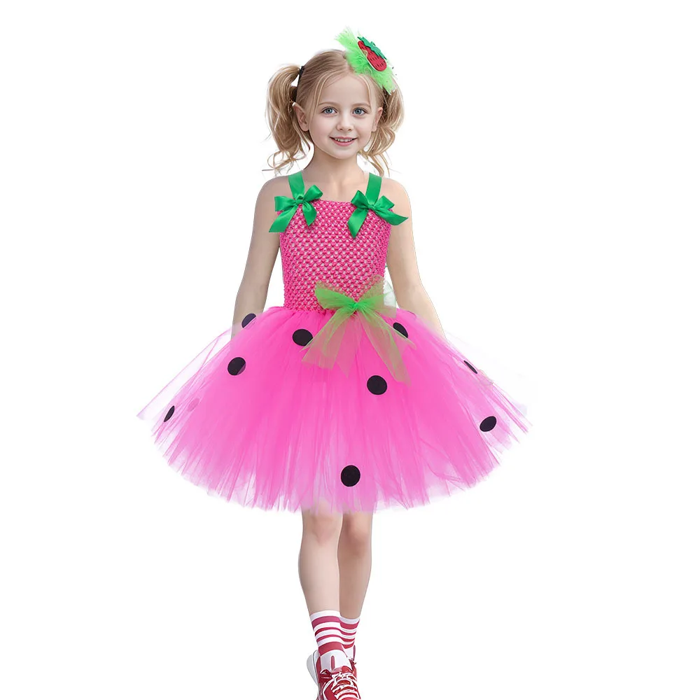 Niedliches Baby-Ballett-Tutu, Erdbeer-Spitzen-Prinzessinnenkleid, Kinder-Geburtstagskostüm, Rollenspiel-Wassermelonen-Weihnachtskleid, Geschenk – Detail 16