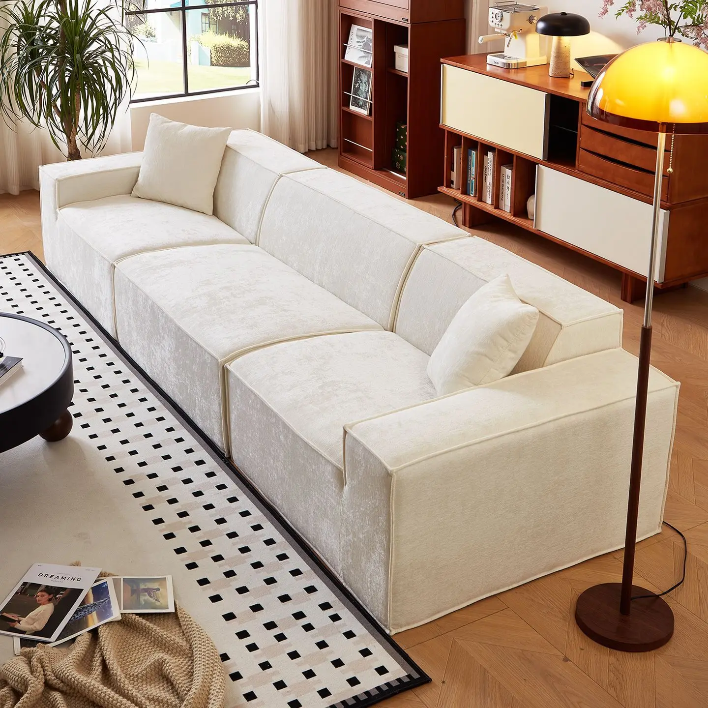 -pp Modern  Living Room Sofas Set Furniture l Shape 2 3 Seater Corduroy Compression Vacuum Sectional Modular for Home Design