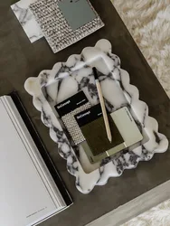 Nordic Light Luxury Style Decoration Jewelry Storage Tray Creative Arts Ornaments Living Room Fruit Plate Marble Material Tray