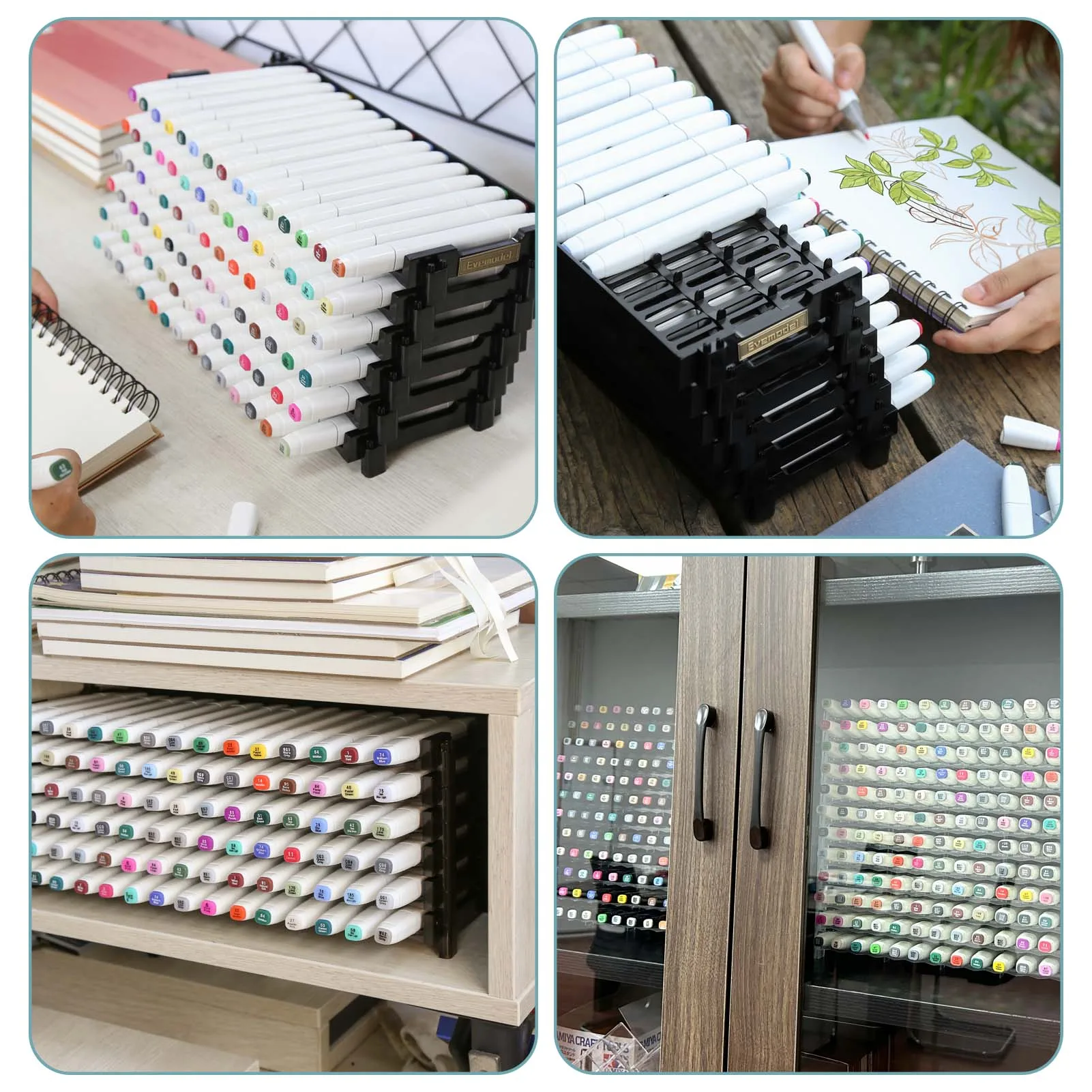 Evemodel 6 or 12 Layers Penholder Display Storage Pencil Rack for Marker Pens