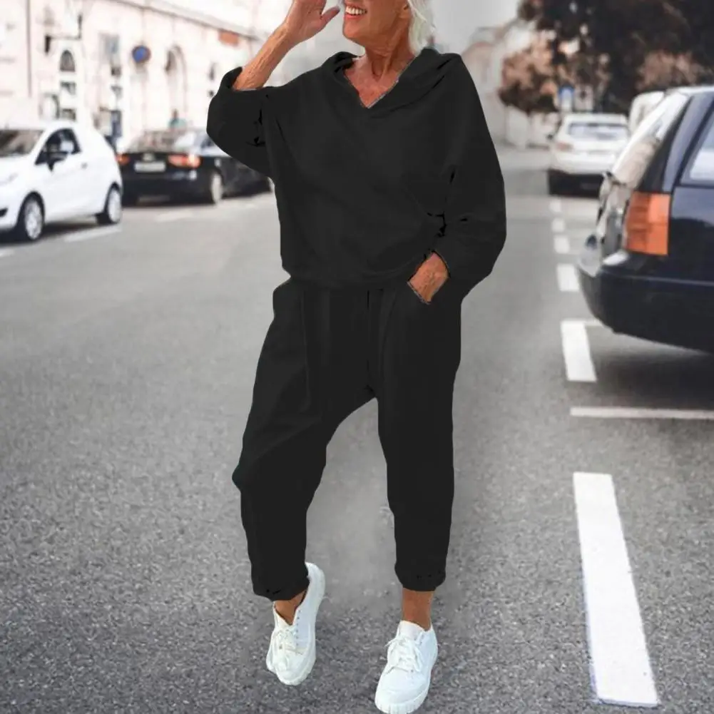 Hoodie Sweatpants Set Loose Fit Women Suit Women's Hooded Tracksuit Set with Elastic Waist Harem Pants Casual Sport for Spring