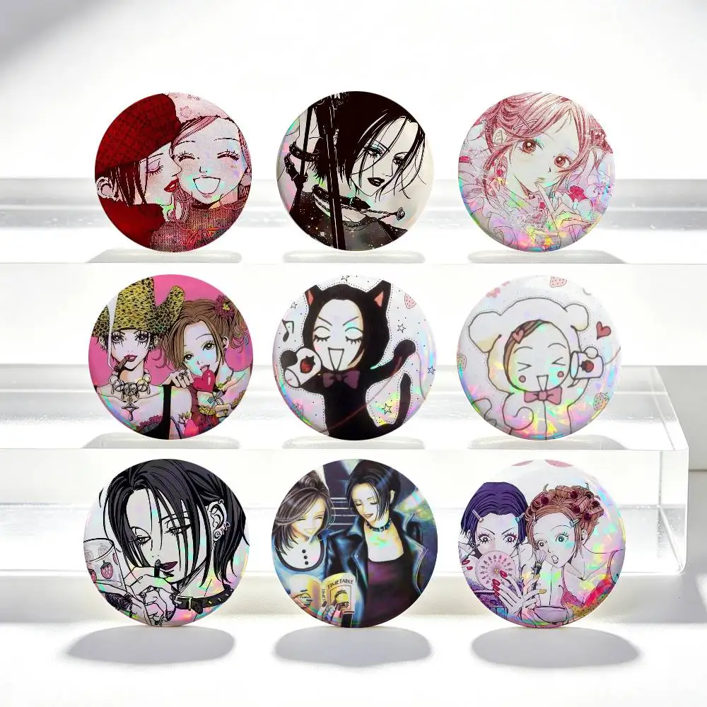 Klassische Anime Japanische NANA Pins Y2K Lustige Cartoon-Charaktere Abzeichen Mode-Schmuck-Accessoires Runde Snap-in Brosche für Rucksack