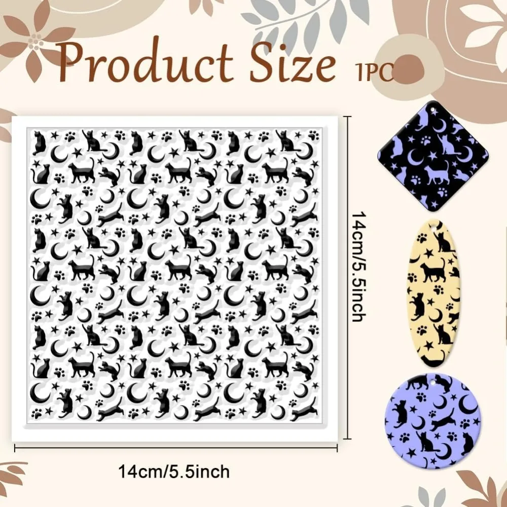 Cat Polymer Clay Texture Sheets Moon Stars Stamp Sheets Silicone Stamp Clay Texture Mat Texture Sheets - view 2