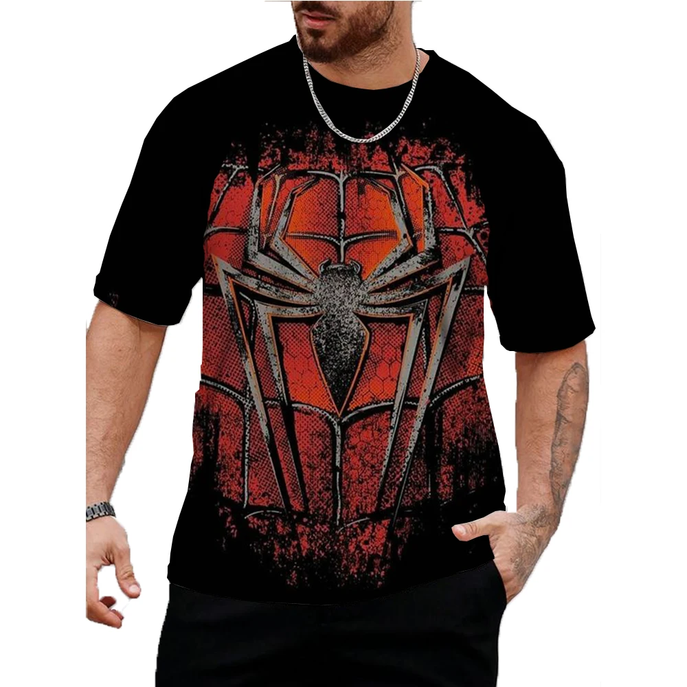 2024 Men\'s Marvel Spider Man print Graphic T-shirts For Men Oversized Short Sleeve Punk Tops Tee Shirt Men Death Clothing Boys ﻿