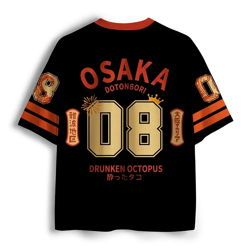 Japanisches klassisches Oktopus 3D-Druck Sport-Schnelltrocken-Herren-T-Shirt mit V-Ausschnitt, Outdoor, Streetwear, Casual, Original Subkultur Y2K, Elternkleidung – Detail 3