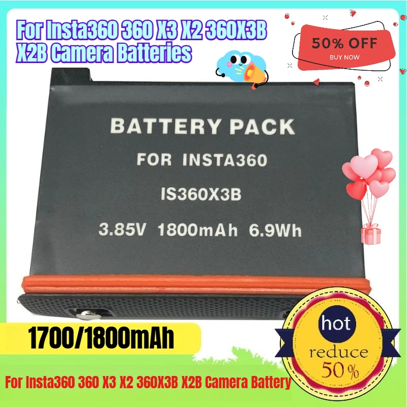 

3.85V 1700/1800mAh for Insta360 360 X3 X2 360X3B X2B Camera Batteries