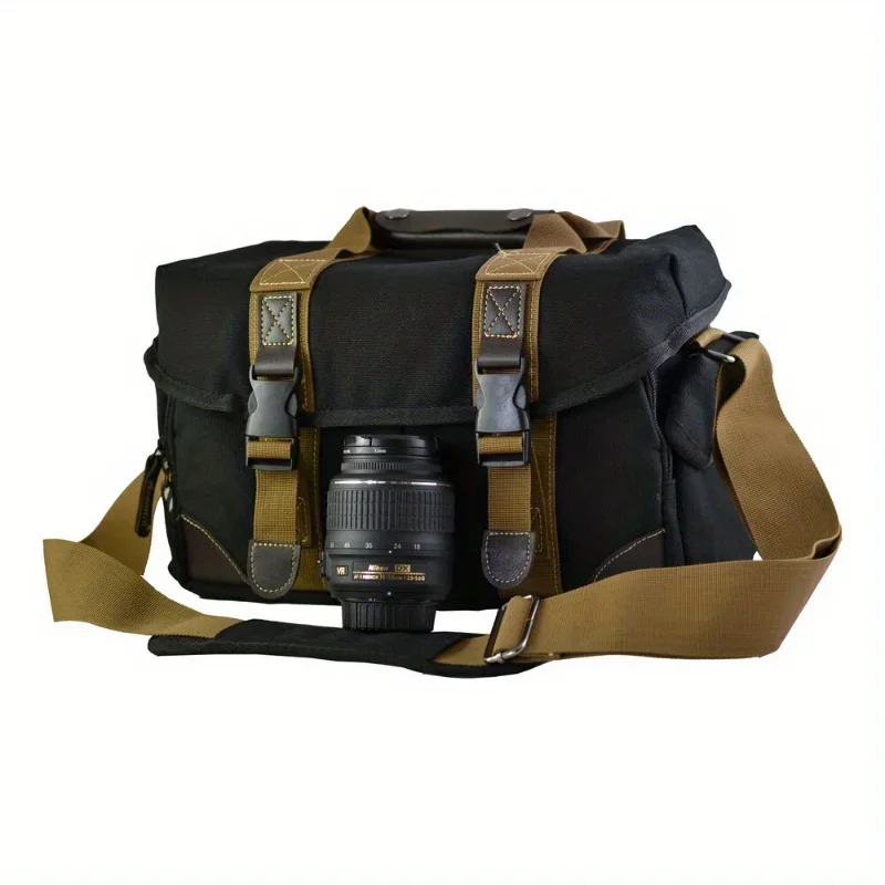 Waterproof DSLR & SLR Camera Shoulder Bag with Adjustable Strap, Soft Interior Lining, and Padded Compartments - Black