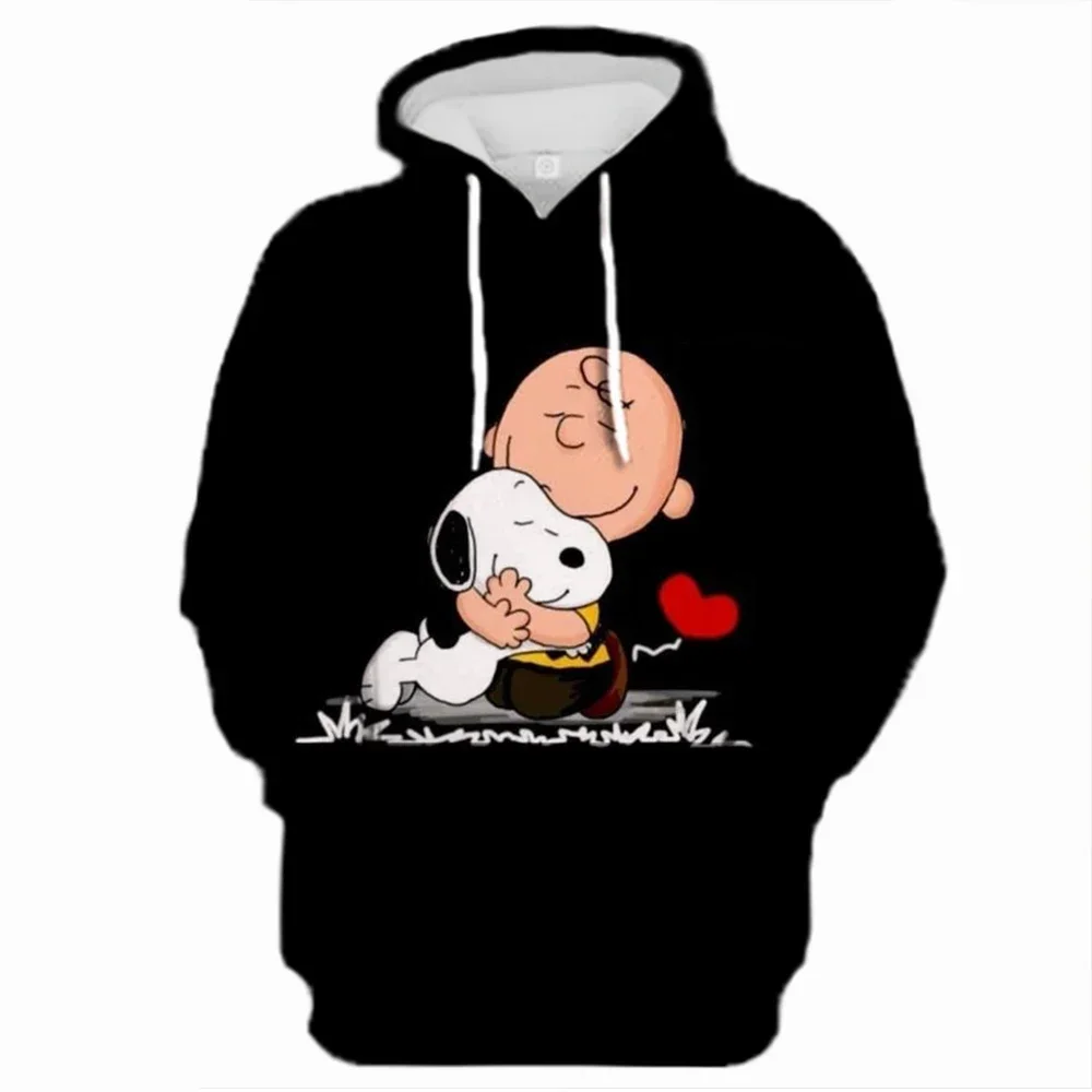 Autumn and Winter Disney Cartoon 3D Printed Snoopy Pattern Men's Hoodie Fashion Street Wear Casual Oversized Men's Pullover