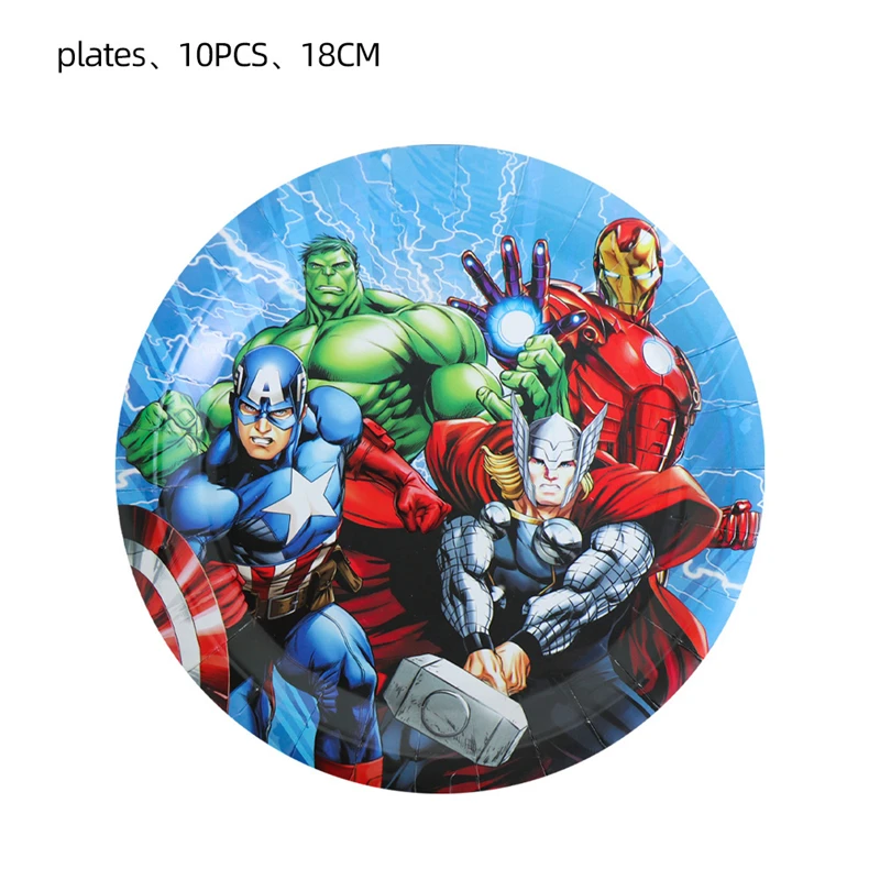 Marvel Avenger SuperHero Theme Supplies Birthday Party Decorations The Avengers Tableware Tablecloth Plates Paper Cup Napkins