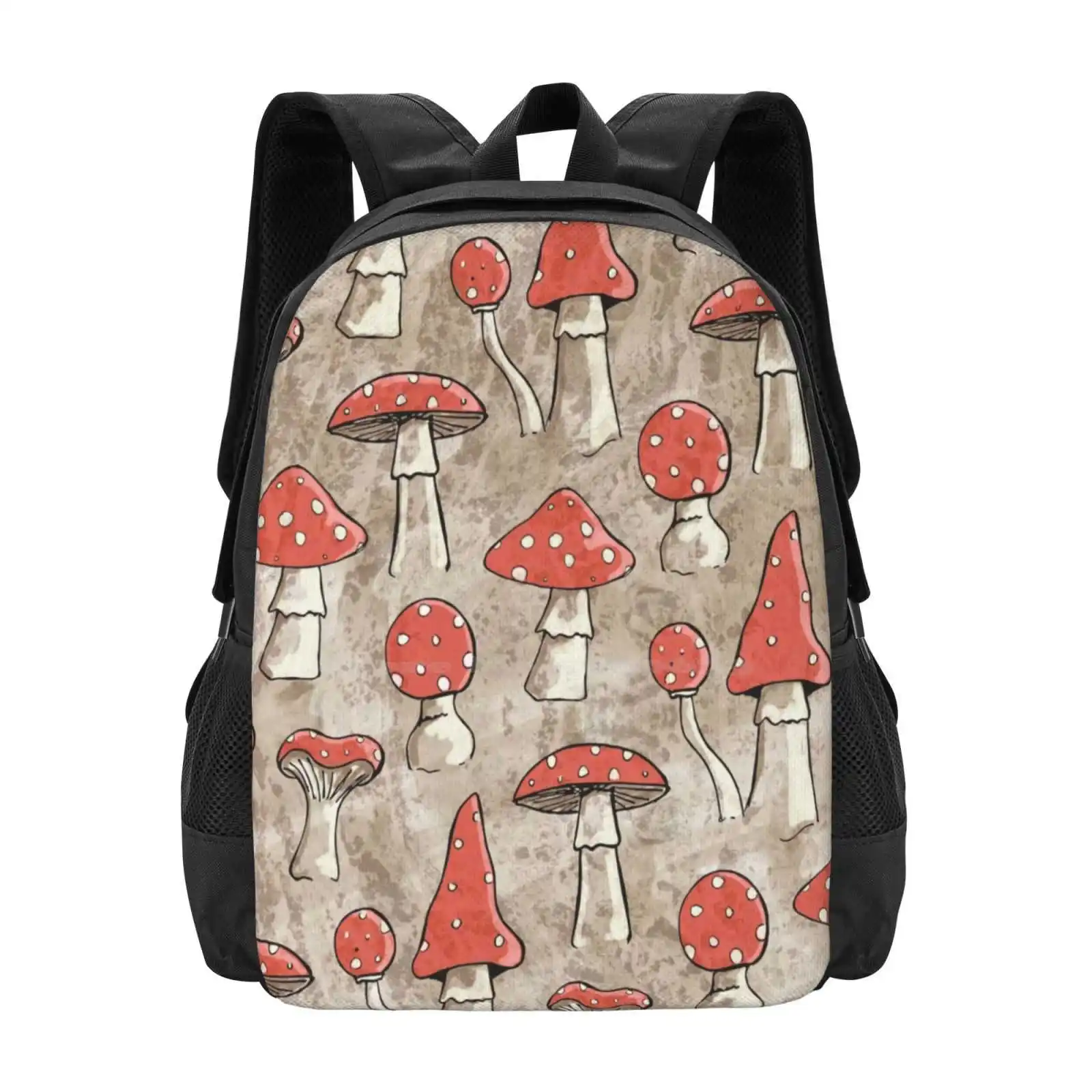 Spotty Mushrooms And Toadstools School Bags For Teenage Girls Laptop Travel Bags Mushroom Fungi Toadstools Spotty Pattern