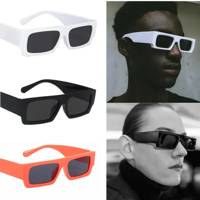 

New Fashion Women's Hip-hop Square Sunglasses Men Hole Design White Sun Glasses Blue Ladies Vintage Shados Eyewear UV Protection