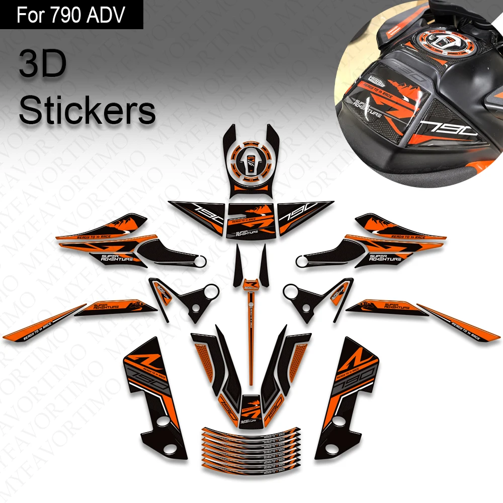 

2019 - 2025 For 790 Adventure R ADV Protector Tank Pad Side Grips Gas Fuel Oil Kit Knee Handguard Handshield Stickers Decals