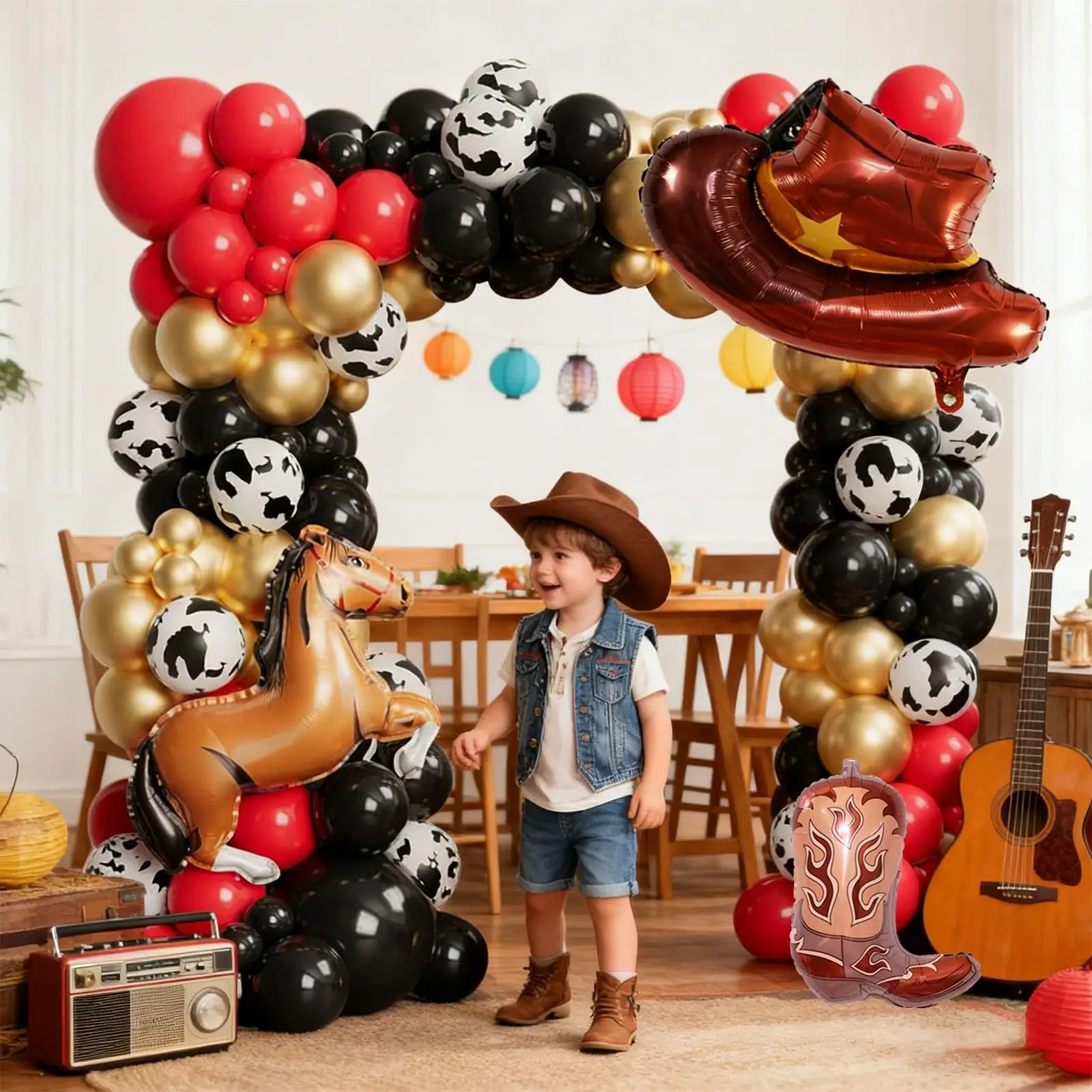 كاوبوي بالون قوس عدة الحصان كاوبوي ديكور المنزل البرية راعية البقر بالونات اللاتكس مجموعة لعيد ميلاد عطلة الأحداث الحظيرة الجدول مدخل #3
