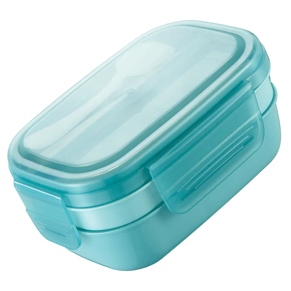 

School Lunch Box Plastic Bento Container Leakproof Lid Bento Box for Microwave Safe Food Storage 2 Tier Lunch Holder
