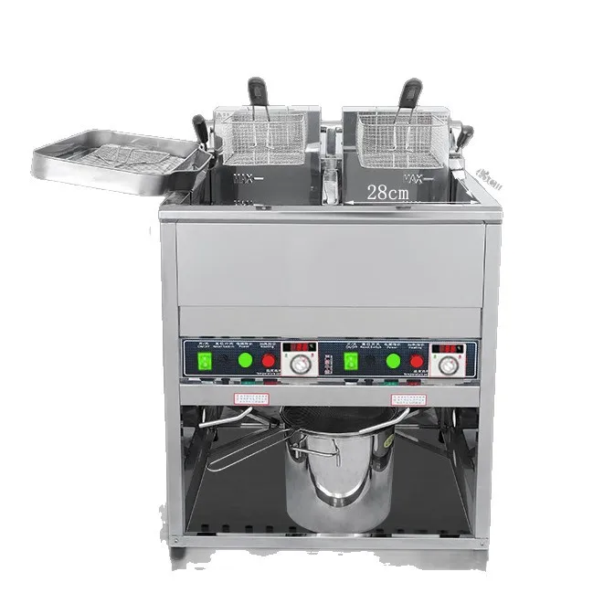 

Electric fryer vertical commercial large-capacity skewer double-cylinder electric fryer machine fried chicken stall special fri