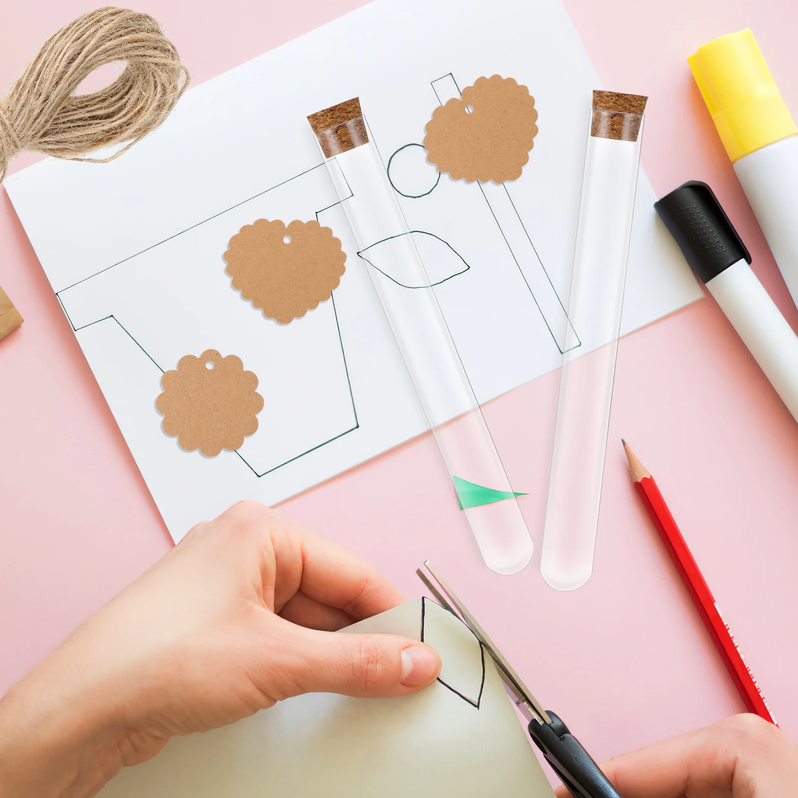 30Pcs Plastic Test Tube Set Clear Transparent Tubes with Cork Stoppers for DIY Storage Decorations Includes Labels