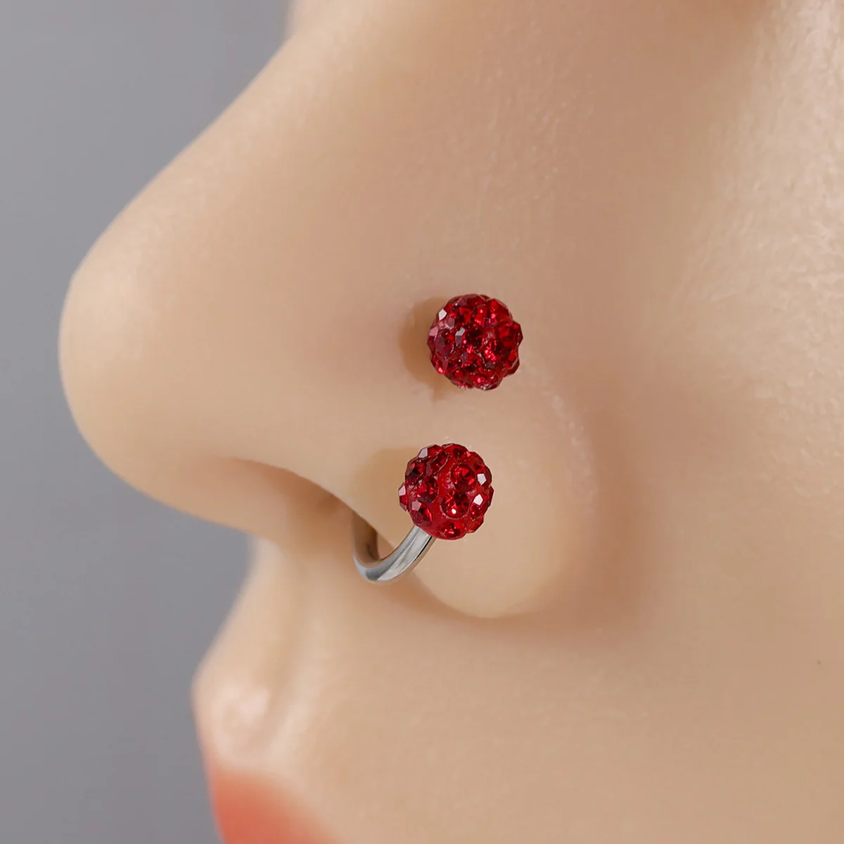 Colored Crystal Ball C-Shape Horseshoe Nose Ring Earrings