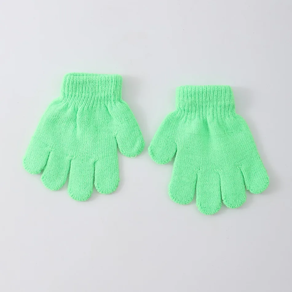 Kinderen Gebreide Handschoenen Winter Kinderen Leerling Student Effen Kleur Harige Lange Vinger Wanten Herfst Schrijven Warmer Hand 3-10Years Oud