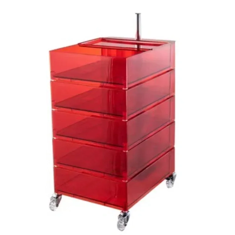 Nordic simple and modern, acrylic bedside tables, transparent rotating cabinets, household removable storage cabinets