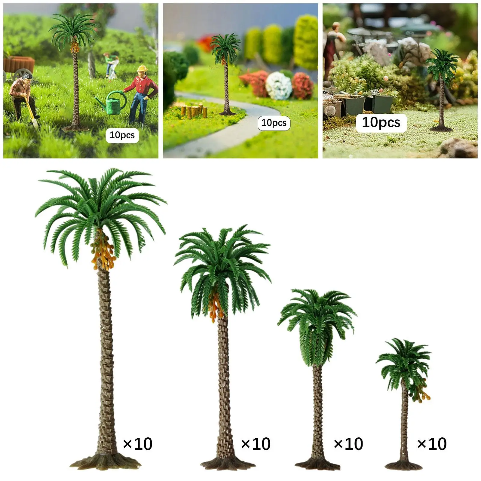 Accessoires de paysage de train d'arbre modèle, simulation de palmier pour trains, 10 pièces