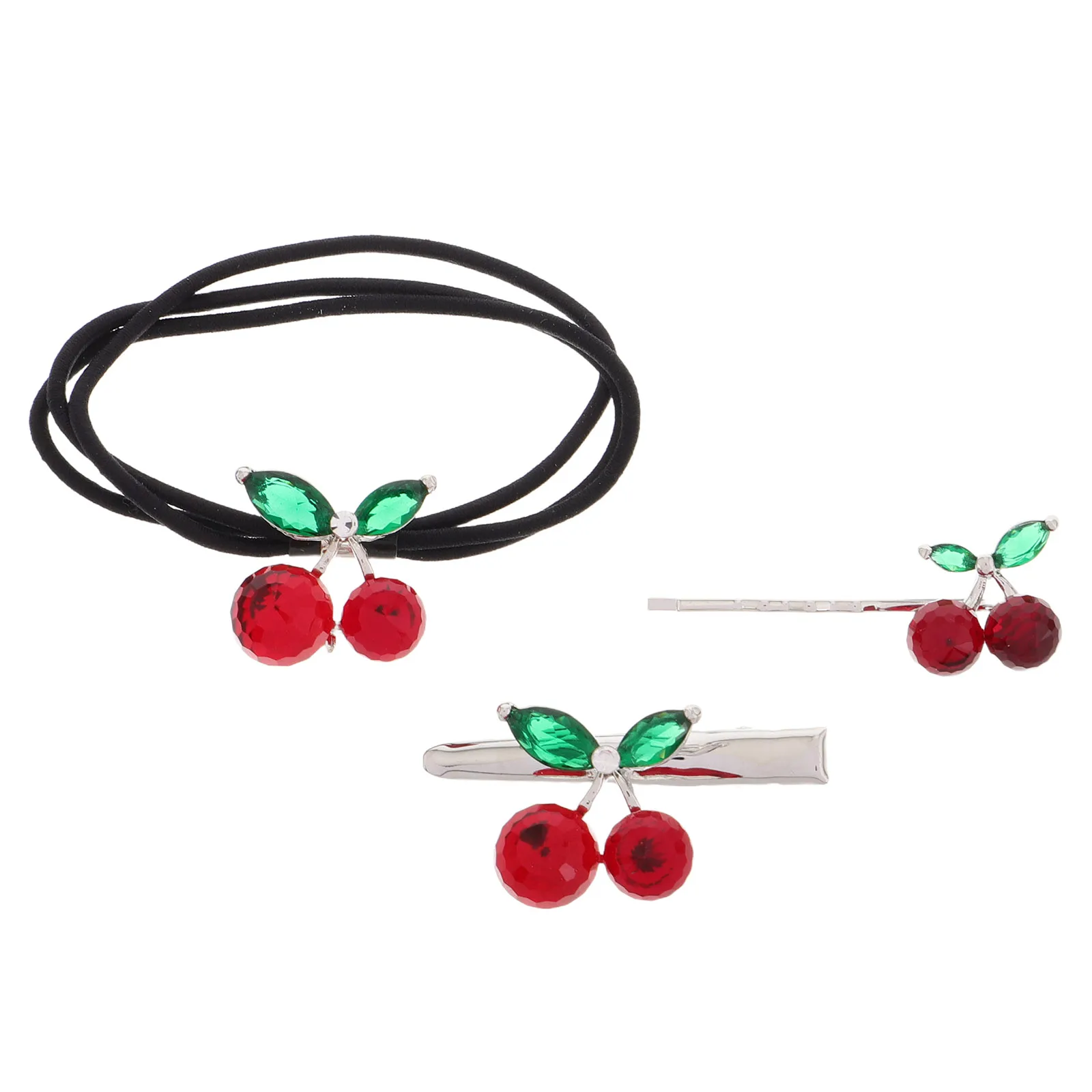 

1 set Cherry Hair Clips Set Design Crystal Decorative Pins For Women Girls Hairstyles Accessories Fruit Theme Hair