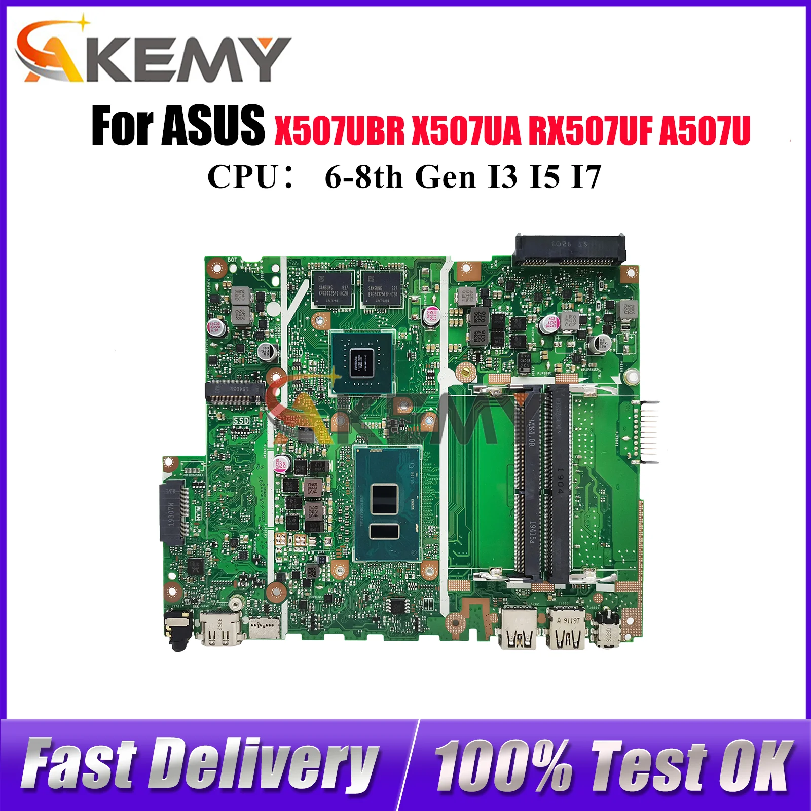 

X507UBR Материнская плата для ноутбука ASUS X507UF X507UFR Y5000U X507UB X507U A507U R507U X507UAR F507U X507UA Материнская плата I3 I5 I7 CPU