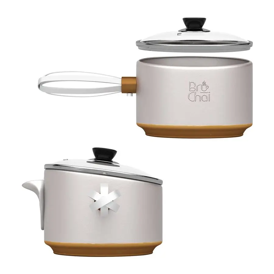 

Brewer Classic Chai Brewing Pot with BuiltIn Mesh Strainer NoMess Brewing Vessel with NonStick Coating Patented Handy Brew amp P