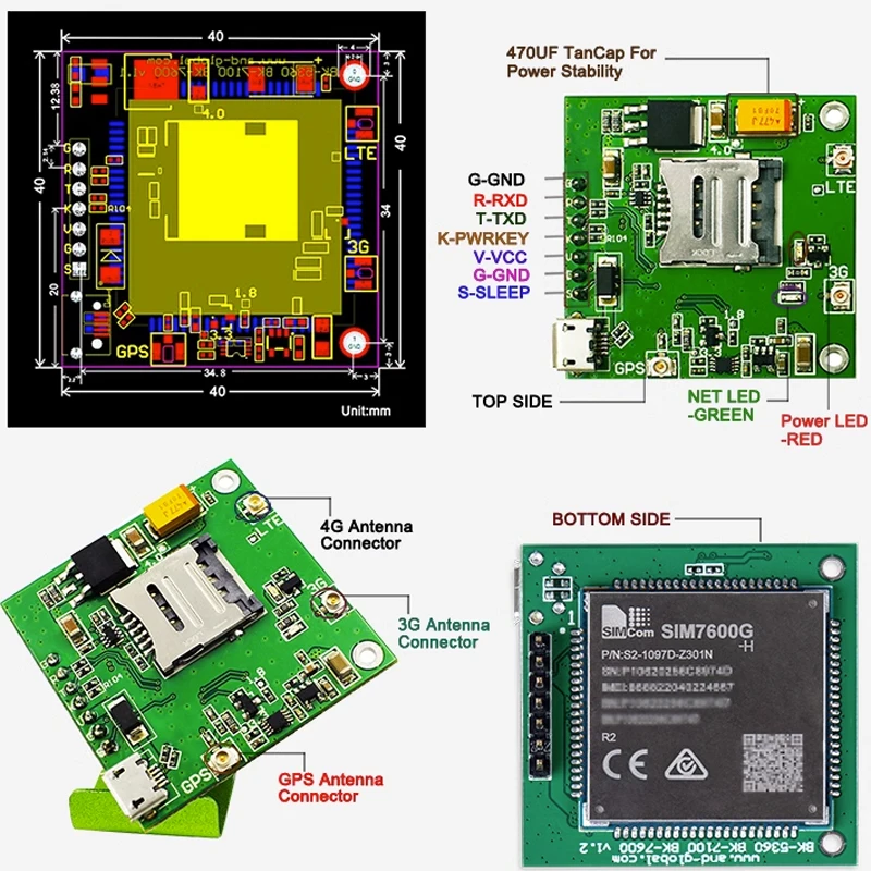 Kit Mini SIM7600G-H CAT4 dengan Breakout Board SIM7600G H