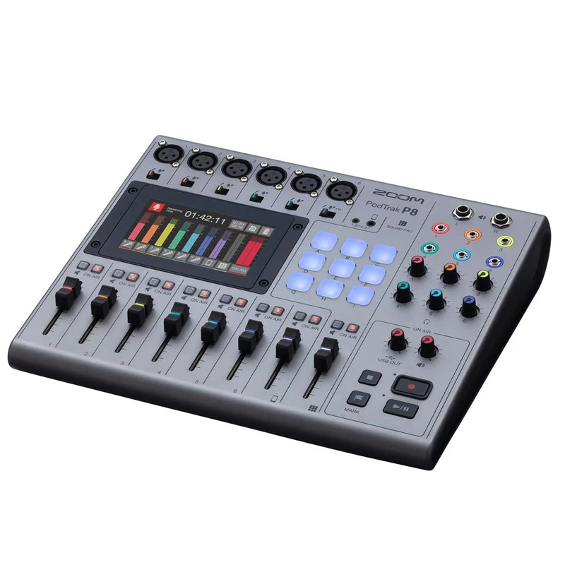 Zoom PodTrak P8 portable live sound card Multi-functional mixer with six mic inputs IOS mobile computer audio interface