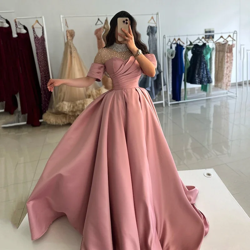 

2025 Elegant Off Shoulder A-line Ball Dress Saudi Arabia Sweetheart Bead Party Dress Cocktail Ball Dress Customization