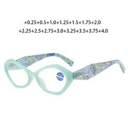 New Blue Frames Retro Computer Reading Glasses Women Resin Lens Presbyopia With Diopters+0.25 +0.75 +1.75 +2.75 +3.0 +3.25 +3.75