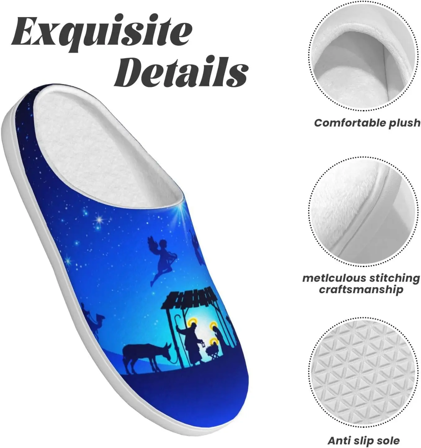 عيد الميلاد مشهد المهد المسيحي الكبار النعال القطنية المنزل أحذية الملاعب المغطاة #4