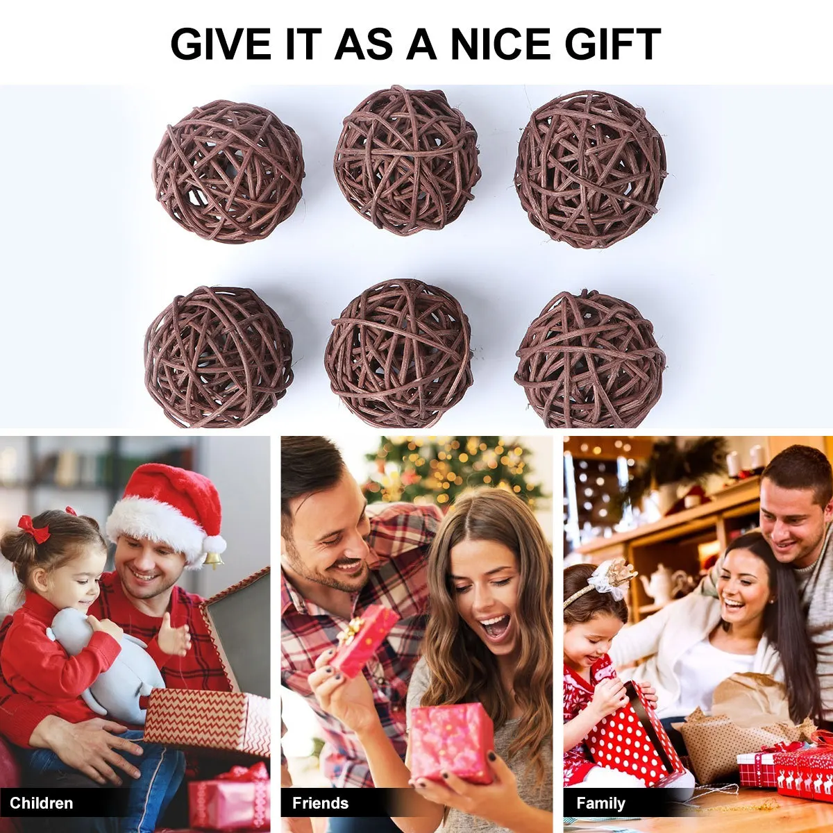 

15pcs Wicker Rattan Ball 5Cm Brown Hanging Ornament For Christmas Tree Wall Door Window Home Office Cafe Restaurant Diy Holiday