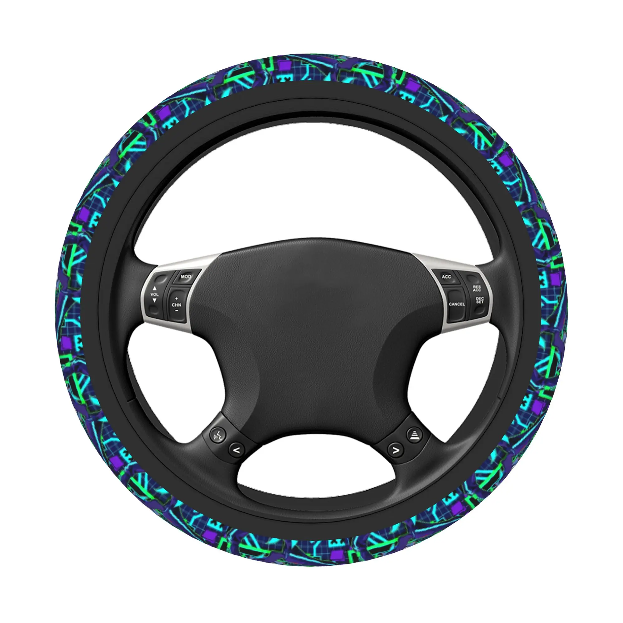 38cm Car Steering Wheel Cover Vox Digital Program Elastic Hazbined Hotels Braid On The Steering Wheel Cover Auto Accessories