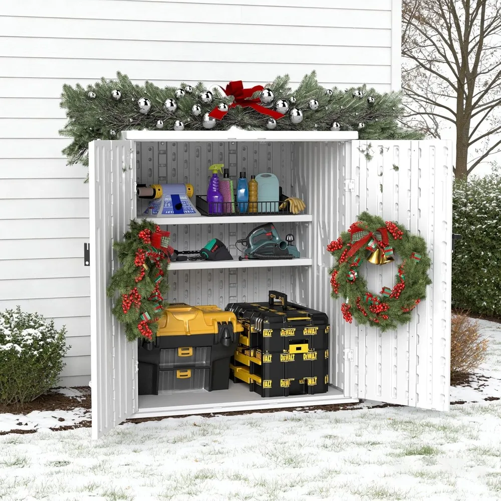 

Heavy Duty Small Storage Cabinet Outdoor Weatherproof, 14 Cuft Garage Storage Cabinet with 2 Adjustable Shelves, Customized