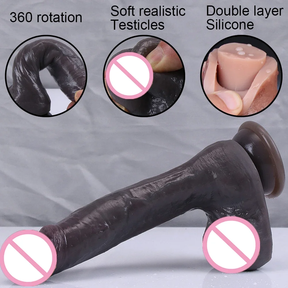 Realistic XXL Dildo Black Soft Silicone Big Penis Cheap Adult Sex Toy Thrusting Suction Cup For Women Strapon Female Masturbator