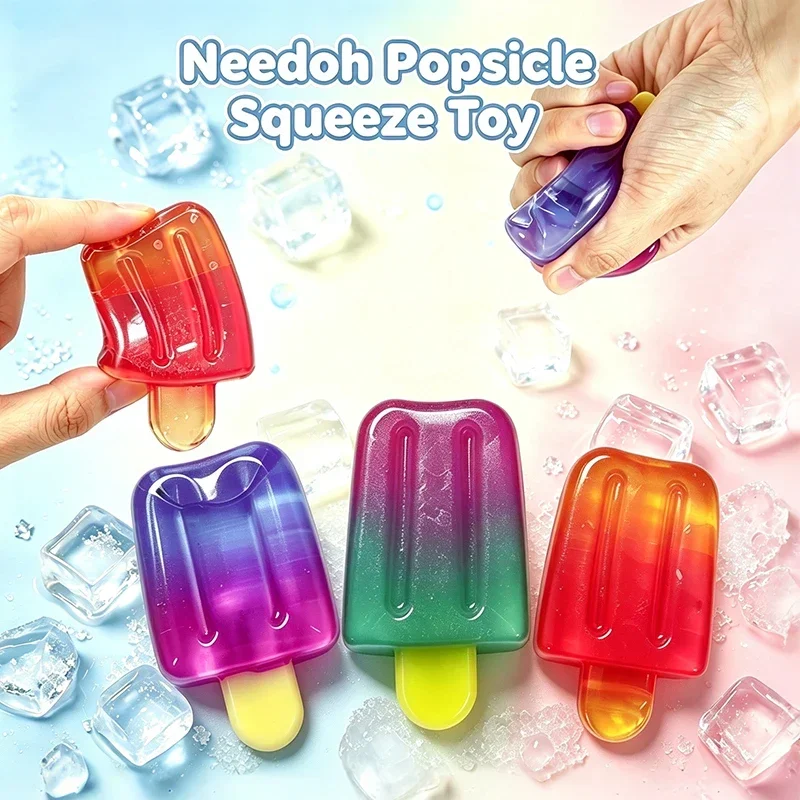 Needoh Translucent TPR Ice Lolly Squeeze Toy Soft Jelly Squishy Fast Rebound Fidget Toy Stress Anxiety Relief Decompression Gift