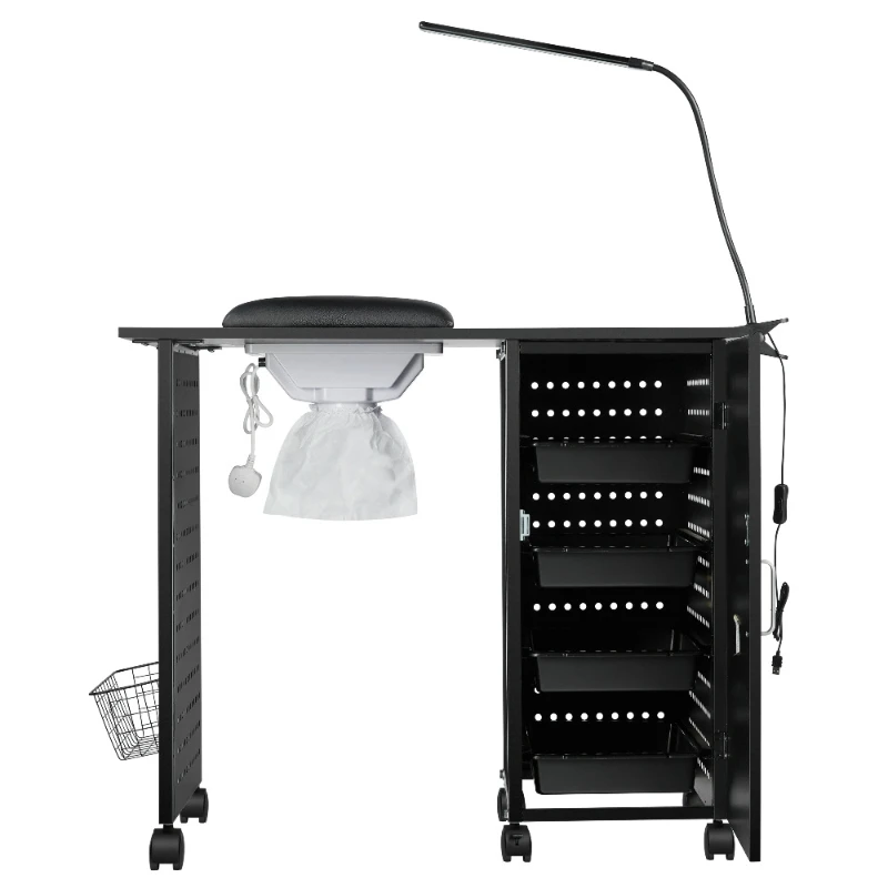 Table de manucure portable simple multifonctionnelle, métal noir spécial, bureau à ongles, beauté exquise, meubles de table de manucure, HD50ZJ