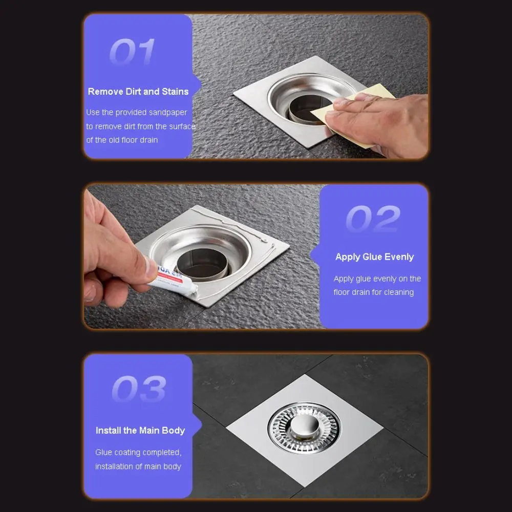 Practical Anti-Blocking Floor Drain Anti-odor Detachable Shower Drainer Ultrathin Stainless Steel Drain Cover Kitchen