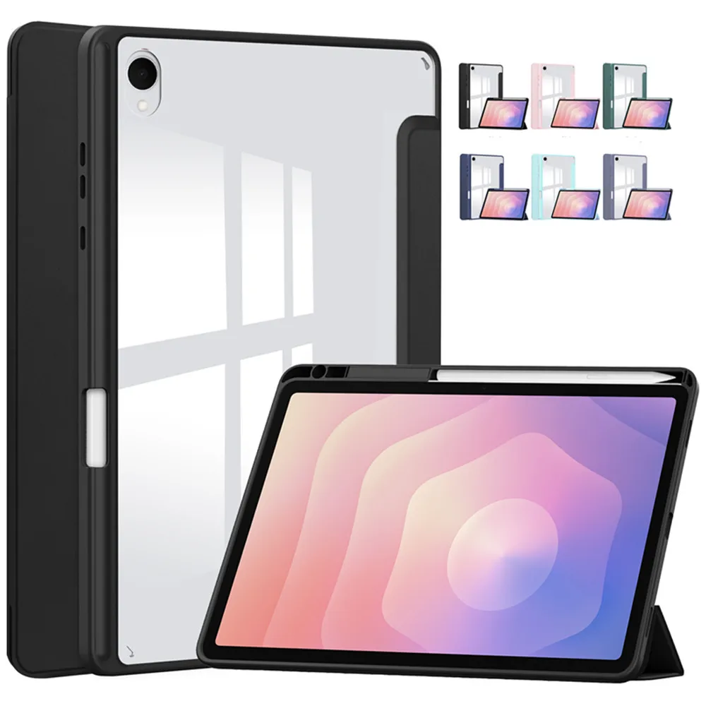 Para Samsung Galaxy Tab S11 11 pulgadas 2025 Funda trasera acrílica magnética con portalápices Funda 5G SM-X730/SM-X736 Funda para tableta de 11"
