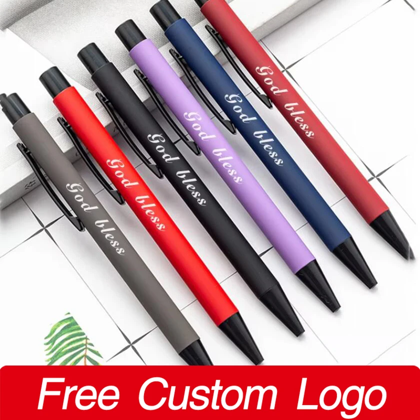 

10 шт. металлических рекламных ручек с индивидуальным логотипом, канцелярские товары для студентов, офисные шариковые ручки с гравировкой имени, оптовая продажа промо-ручек
