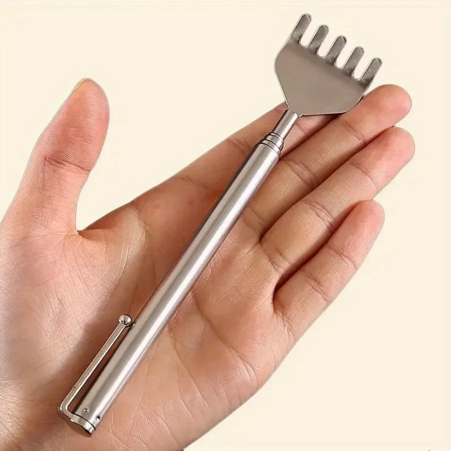 Silvery Portable Telescopic Back Scratcher - Extendable Stainless Steel, for Men & Women, Relaxing Tool & Great Gift Option