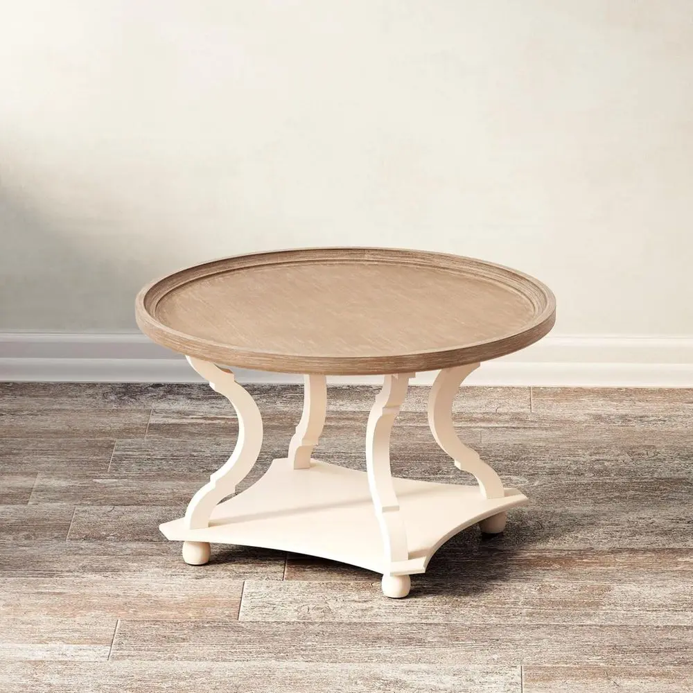 

Farmhouse Coffee Table with Handmade Finish, Wood Tray Top Rustic Coffee Table for Added Thickness, Accent Table with Storage f
