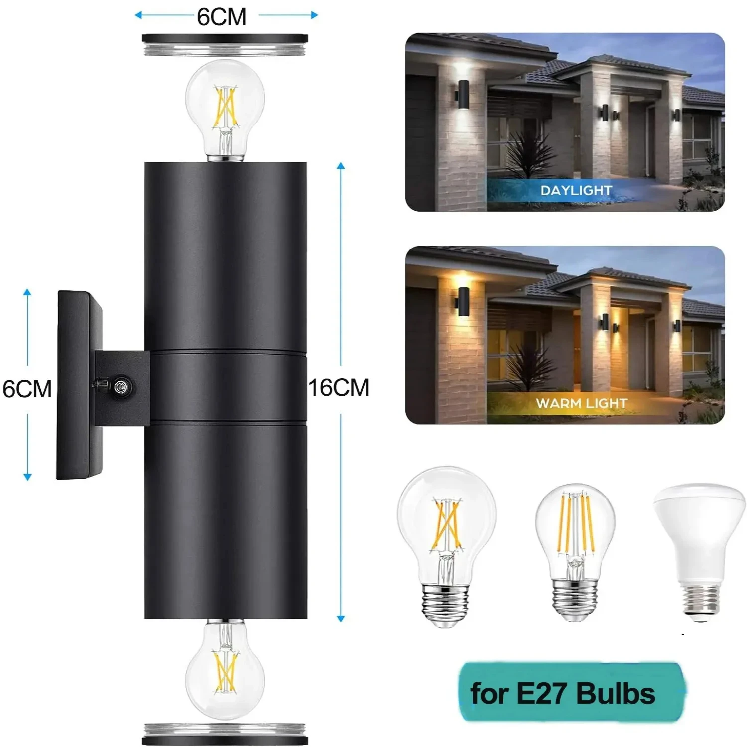 Double applique murale d'extérieur rétro, ampoules Inda étanches IP65, éclairage de jardin et de rue, porche, nouveau