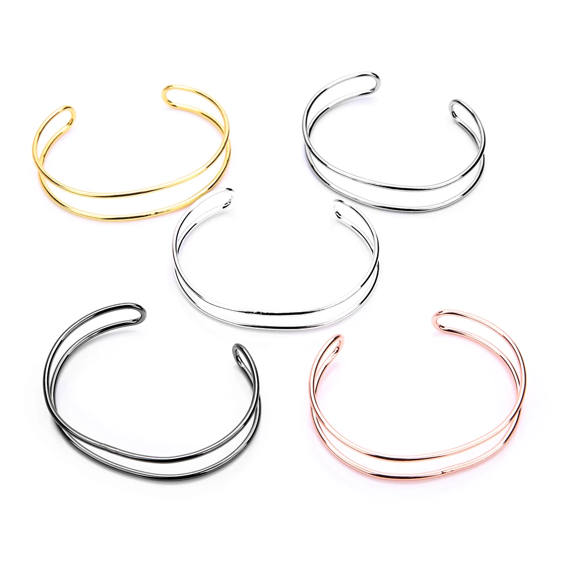 2pcs/lot Copper Simple Adjustable Open Double-layer Polishing Bracelet For DIY Bracelets Crafts Jewelry Making Gifts Accessories