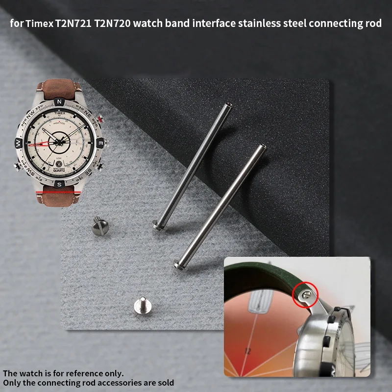 For Timex T2N721 T2N720 TW2T76500 Watch Bands Screw Rod Notch Concave Strap Bracelet Stainless Steel Connecting Rod 24mm
